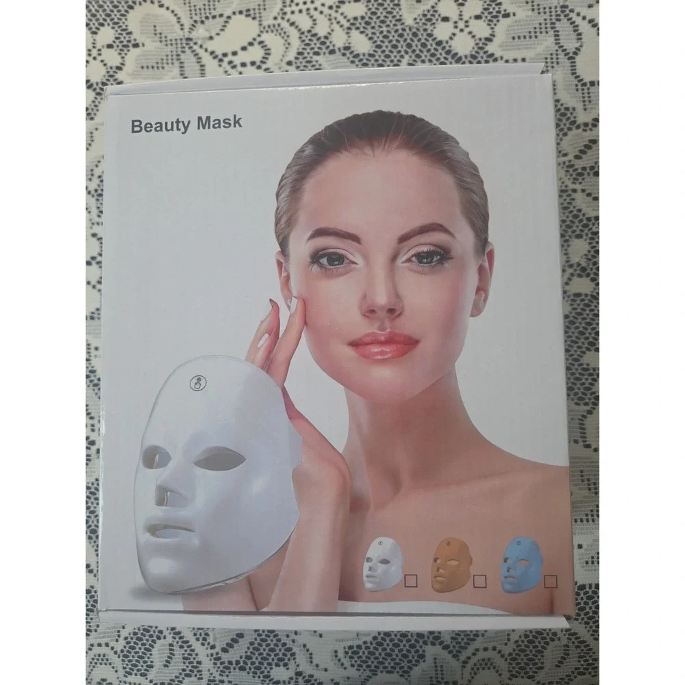 LED 7 Color Light Therapy Beauty Mask‎ Rechargeable Facial Skin Rejuvenation New